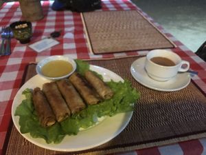 Banana spring roll  at Yar Pyi in Bagan