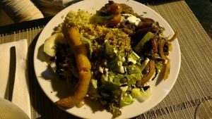 bean burger, sorry for light.  at Organic Caffe in Lisbon