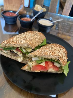 Mushroom-tofu baguette at Bek Semilla de Vida in San Cristobal De Las Casas