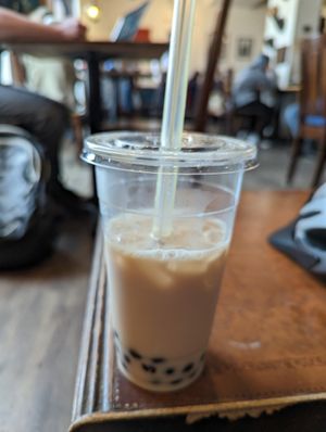 Rose bubble tea at Steep Mountain Teahouse in Bozeman