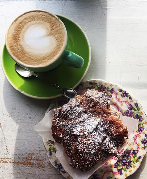 vegan muffin & latte  at The Treehouse Cafe in Ulladulla