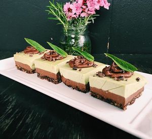 vegan mint & cacao slice  at The Treehouse Cafe in Ulladulla