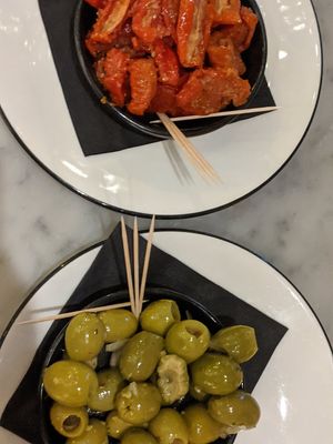 Yummy olives & sundried tomatoes! at Pizza Express in Bury