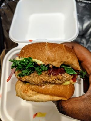 Xmas special burger at Mildreds - Dalston in East London