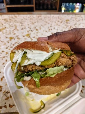 Classic chick'n burger at Mildreds - Dalston in East London