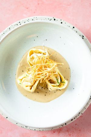 sweet potato leek tortelloni at Mildreds - Dalston in East London