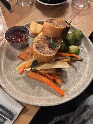 Roast turkey roll with butternut chestnut stuffing at Mildreds - Dalston in East London