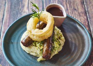 Cumberland sausage and mash at Mildreds - Dalston in East London