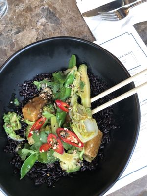 Black rice and tofu donburi  at Mildreds - Dalston in East London