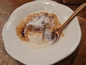 Coconut tofu dessert at Tofu Room Dy's in Tokyo