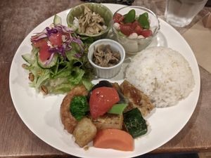 Main plate at Tofu Room Dy's in Tokyo