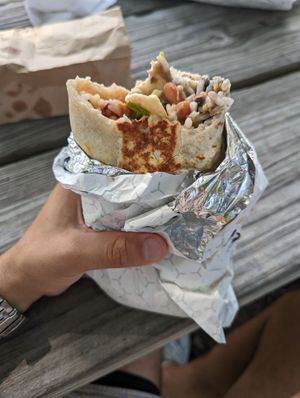 Next time I'll add a pencil for scale, but the veg burrito is large at Dia De Los Burritos in Pitman