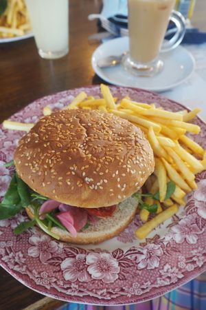vegan burger  at The River Kitchen in Wroxham