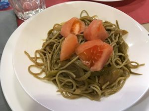 Spaguetti a la albahaca at Cafeteria Reina in Lugo
