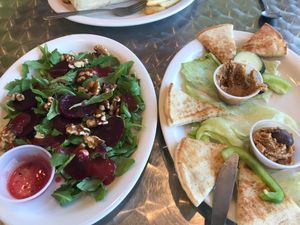 Beet salad, hummus plate at Stella's Cafe in Wildwood