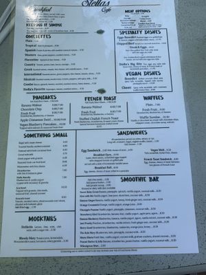 Menu August 2020 at Stella's Cafe in Wildwood