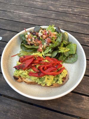 Avo pea smash   at Tasca Cafe in Auckland