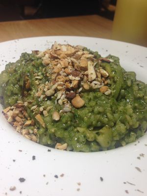 Mixed Mushroom Risotto in Pesto Sauce with Pecan, Cashew and Almond at Mani Mani in Taipei
