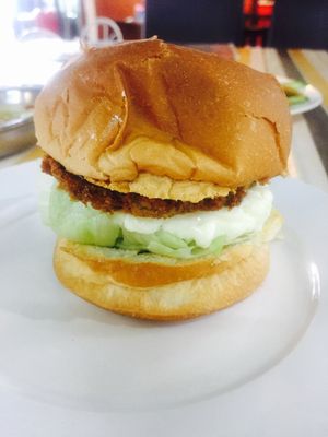 Falafel Burger (no mayonnaise) with garlic sauce  at Arab Food & Western Food in Langkawi