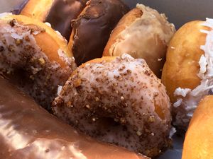 an assortment of donuts at Vegan Donut Gelato in Oakland