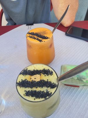 The smoothies which are more like fresh juices but they were so delicious and revitalizing. at Veggie Momi in Albufeira