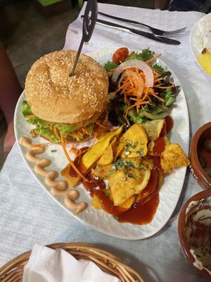 No chicken burger  at Veggie Momi in Albufeira