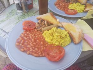 Full english breakfast, vegan style. So good! at Veggie Momi in Albufeira