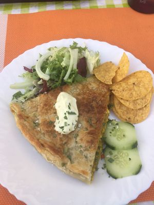Tofu, mushroom & lentil tart at Veggie Momi in Albufeira