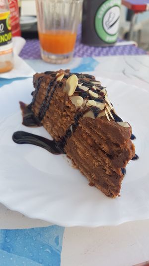 Chocolate cake at Veggie Momi in Albufeira