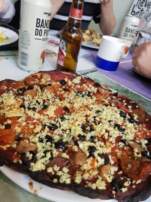 Pizza seitan cheese  at Veggie Momi in Albufeira