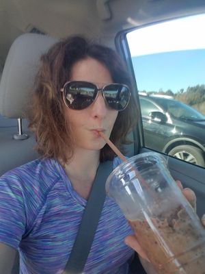 Double chocolate chip milk shake with their cold brew! So good!!! at Ice Dreammm Shop in Lutz