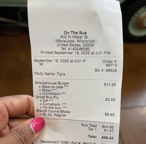 Prices   at On The Bus in Milwaukee