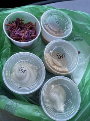 Sauces for fries   at On The Bus in Milwaukee