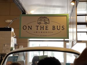The sign that you can see from afar  at On The Bus in Milwaukee
