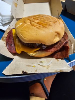 Had the Reuben burger. Was delicious! at On The Bus in Milwaukee