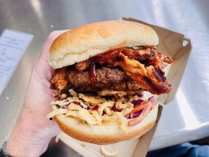 Smokehouse burger  at On The Bus in Milwaukee