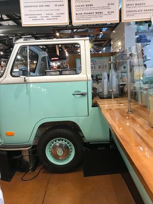 Fun place to grab a delicious bite. Front end V dub smoothie bar. at On The Bus in Milwaukee