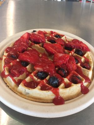 Berry waffles at On The Bus in Milwaukee