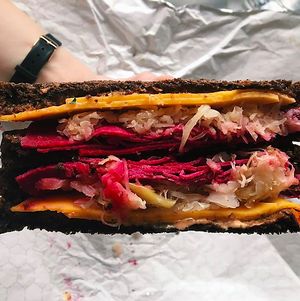 Reuben sandwich at On The Bus in Milwaukee