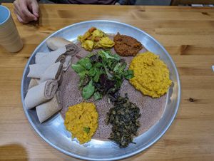 Vegan sampler plus one dish at Moya in San Francisco