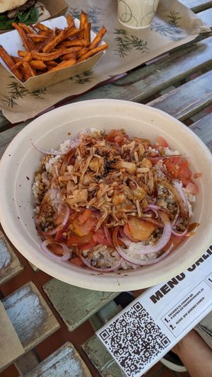 Rice bowl at The Burger Cafe in Tenerife