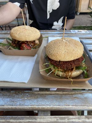 Jackfruit burger & Beet burger   at The Burger Cafe in Tenerife