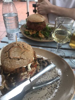 Falafel burger and beet burger! Both amazing.  at The Burger Cafe in Tenerife