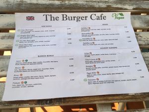 Vegan menuuuu at The Burger Cafe in Tenerife