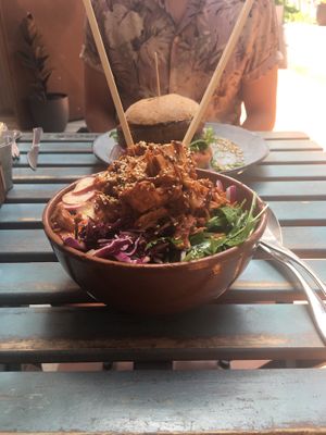 BBQ jackfruit bowl! at The Burger Cafe in Tenerife