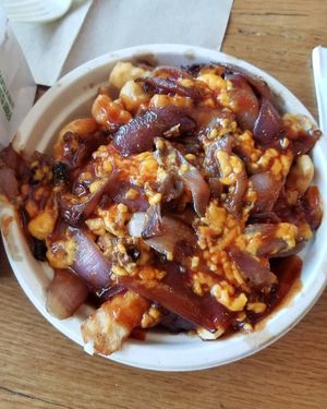 Freedom Fries. Essentially bbq bacon cheese loaded fries. Yummy. at Next Level Burger - Roosevelt in Seattle