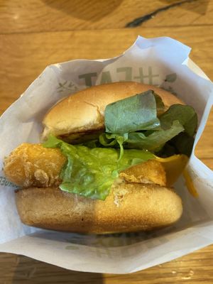 “Fish” burger at Next Level Burger - Roosevelt in Seattle