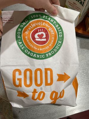 take out bag  at Next Level Burger - Roosevelt in Seattle