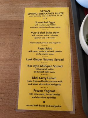 List of items on the tray  at Cafe Morgenrot in Berlin