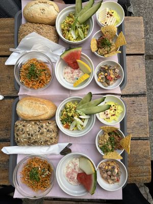 Summer breakfast tray  at Cafe Morgenrot in Berlin
